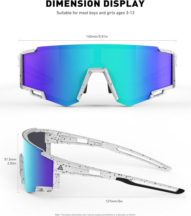 CIFOYA Kids Sunglasses Youth Baseball Sunglasses for Boys Girls Age 6-14 Sports UV400 Protection SunGlasses 3 Pack - Image 3